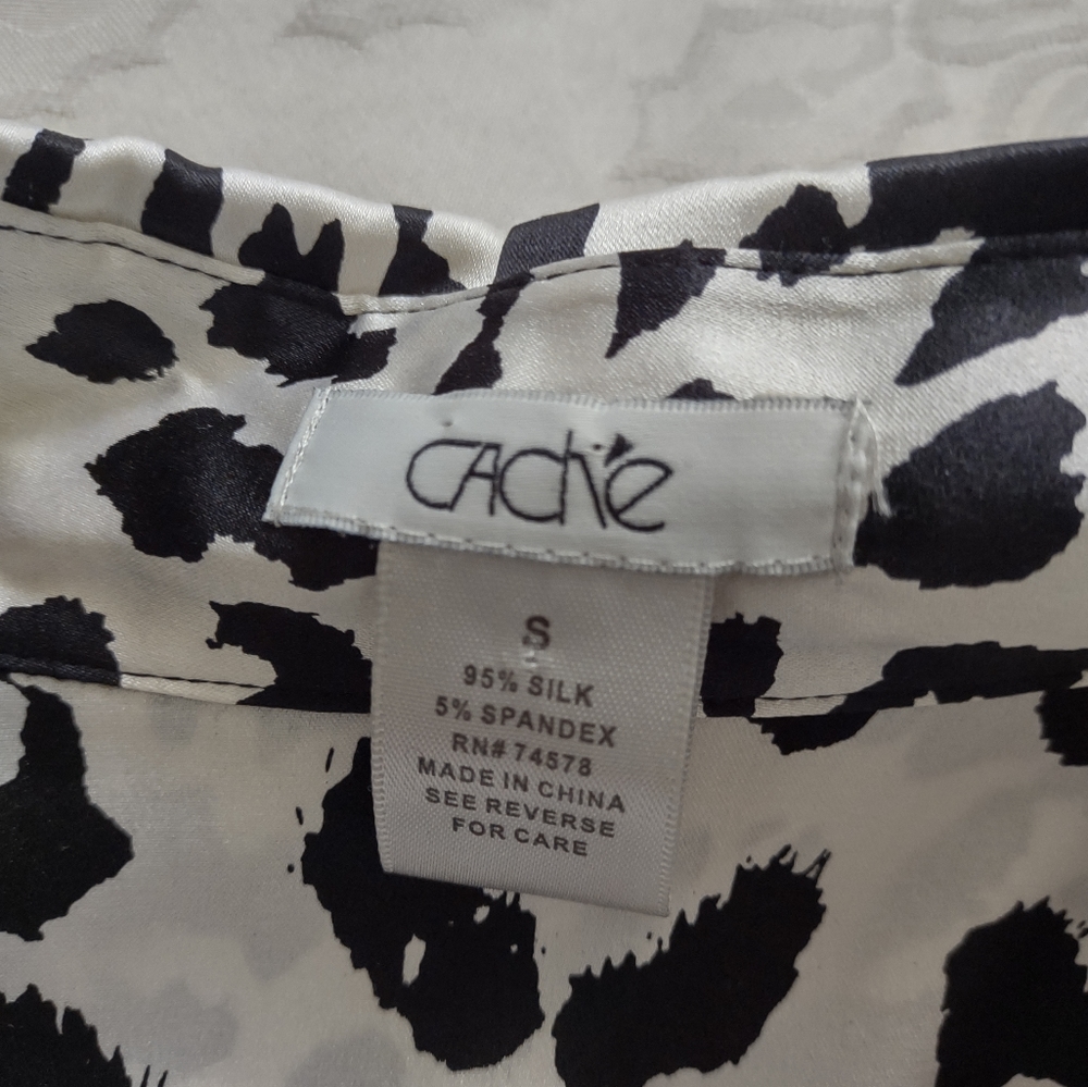 Cache Silk Lynx Animal Print Collared Blouse - image 2